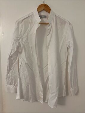 Band Collar White Shirt by SÈNE